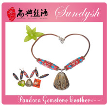 Antique Handmade Ethnic Gemstone Leather Necklace